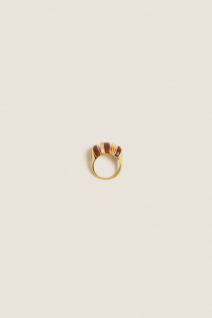 Carnelian and Gold Bordeaux Ring