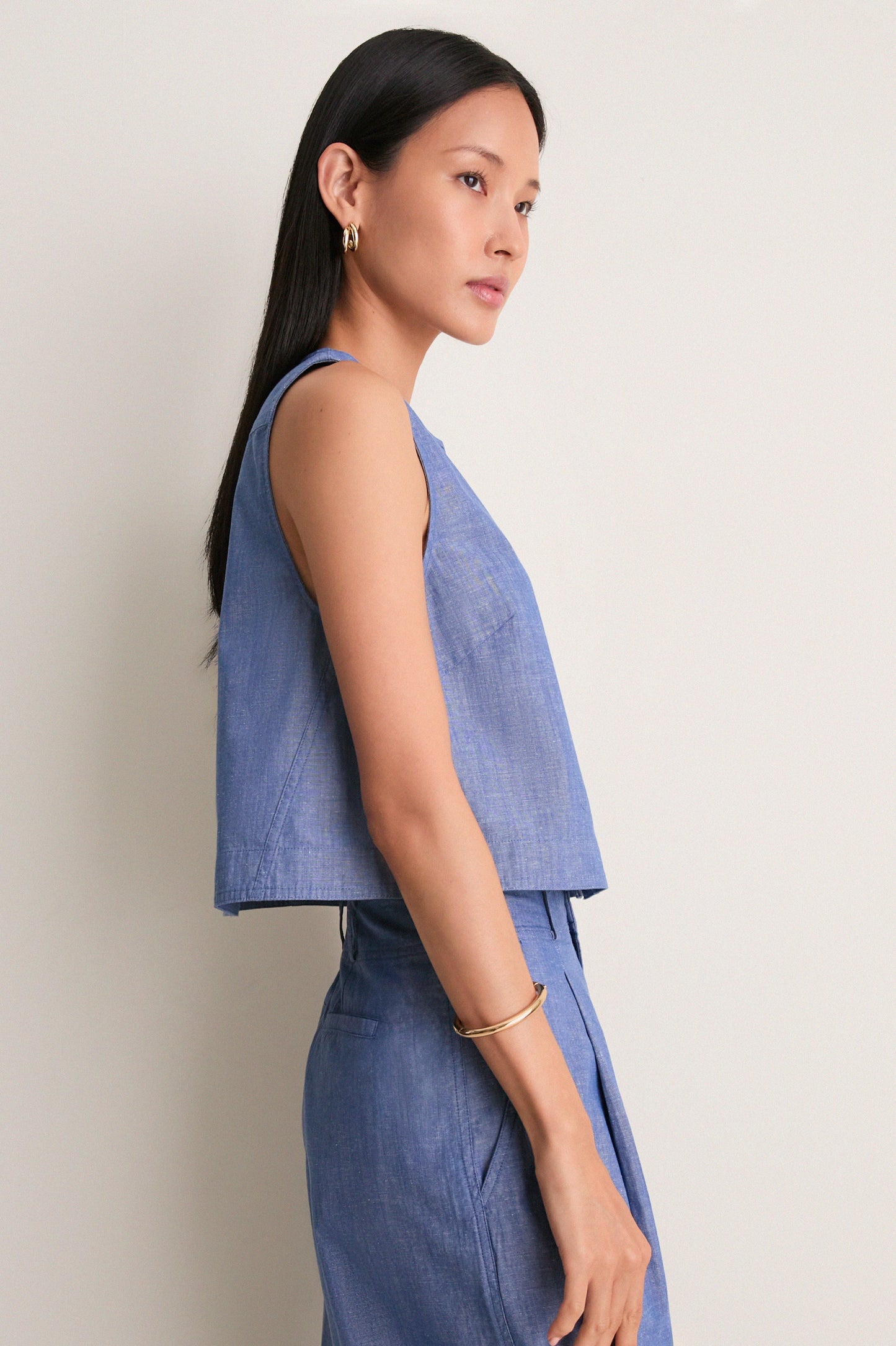 Chambray Godet Tank