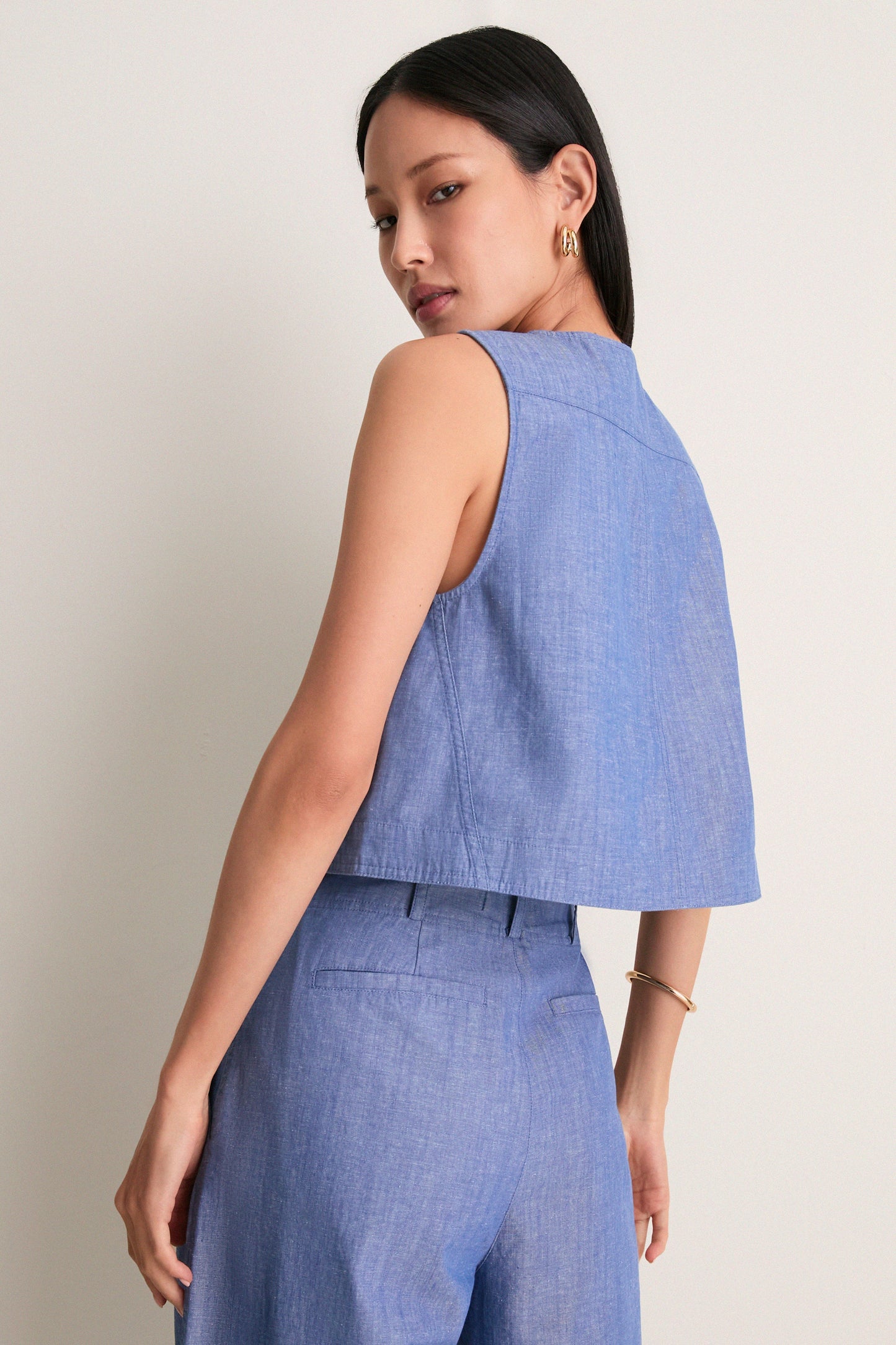 Chambray Godet Tank