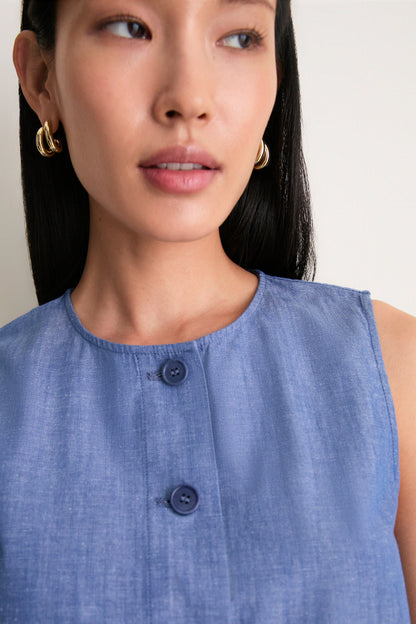 Chambray Godet Tank