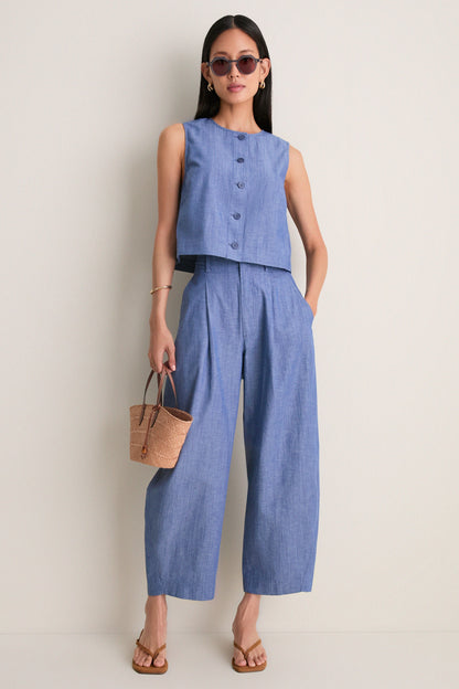 Chambray Bari Crop Trouser