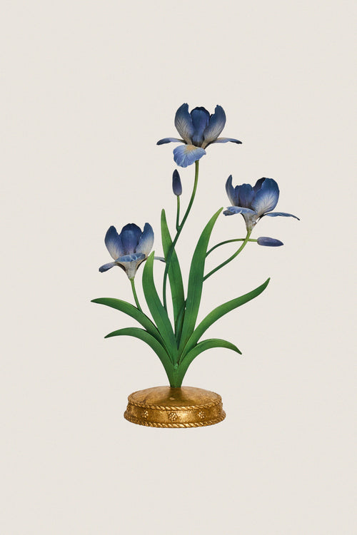 Chambray Meadow Walk Iris 14" Centerpiece Candelabra