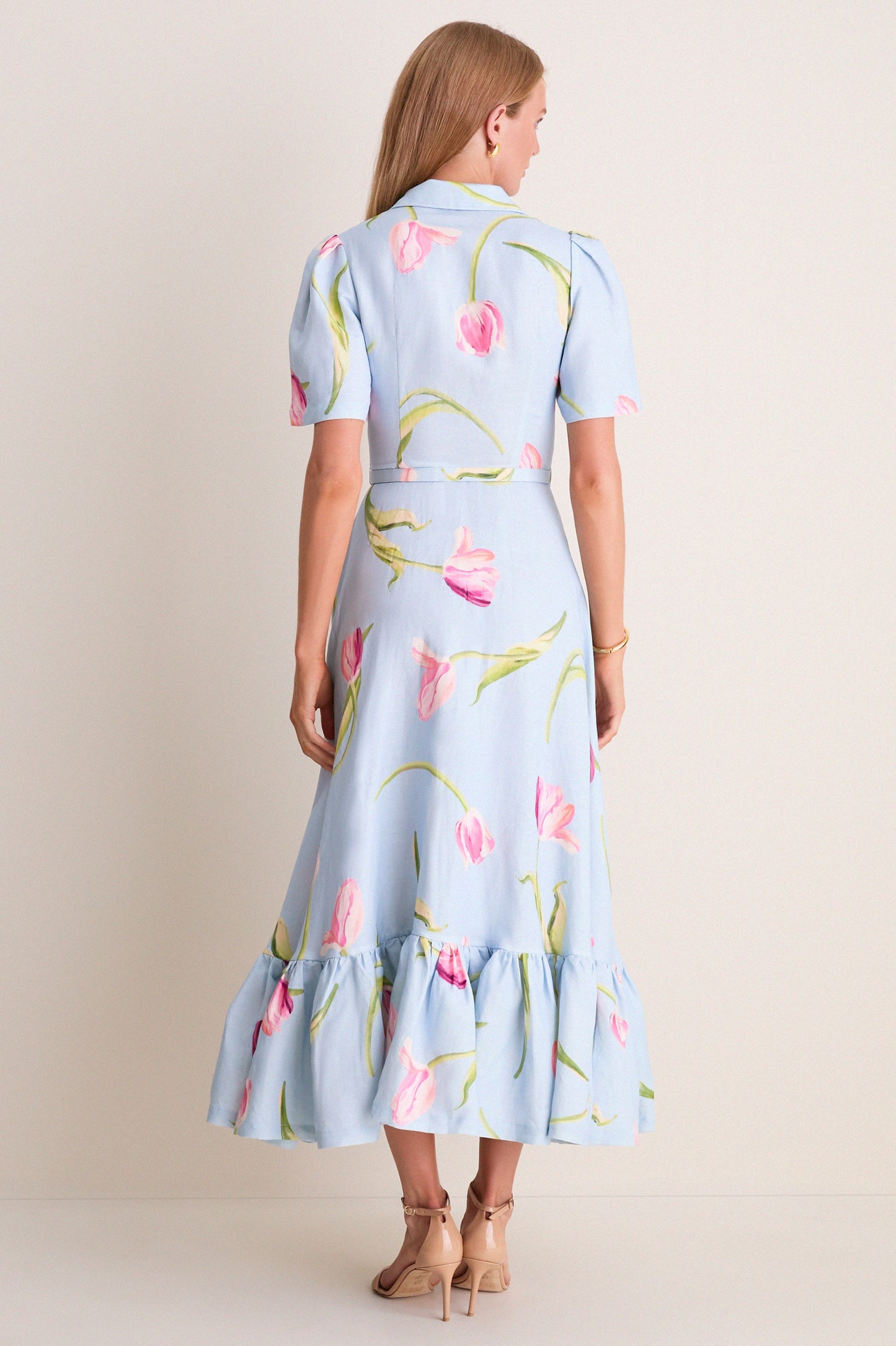 Blue Tulipe Print Becca Midi Dress