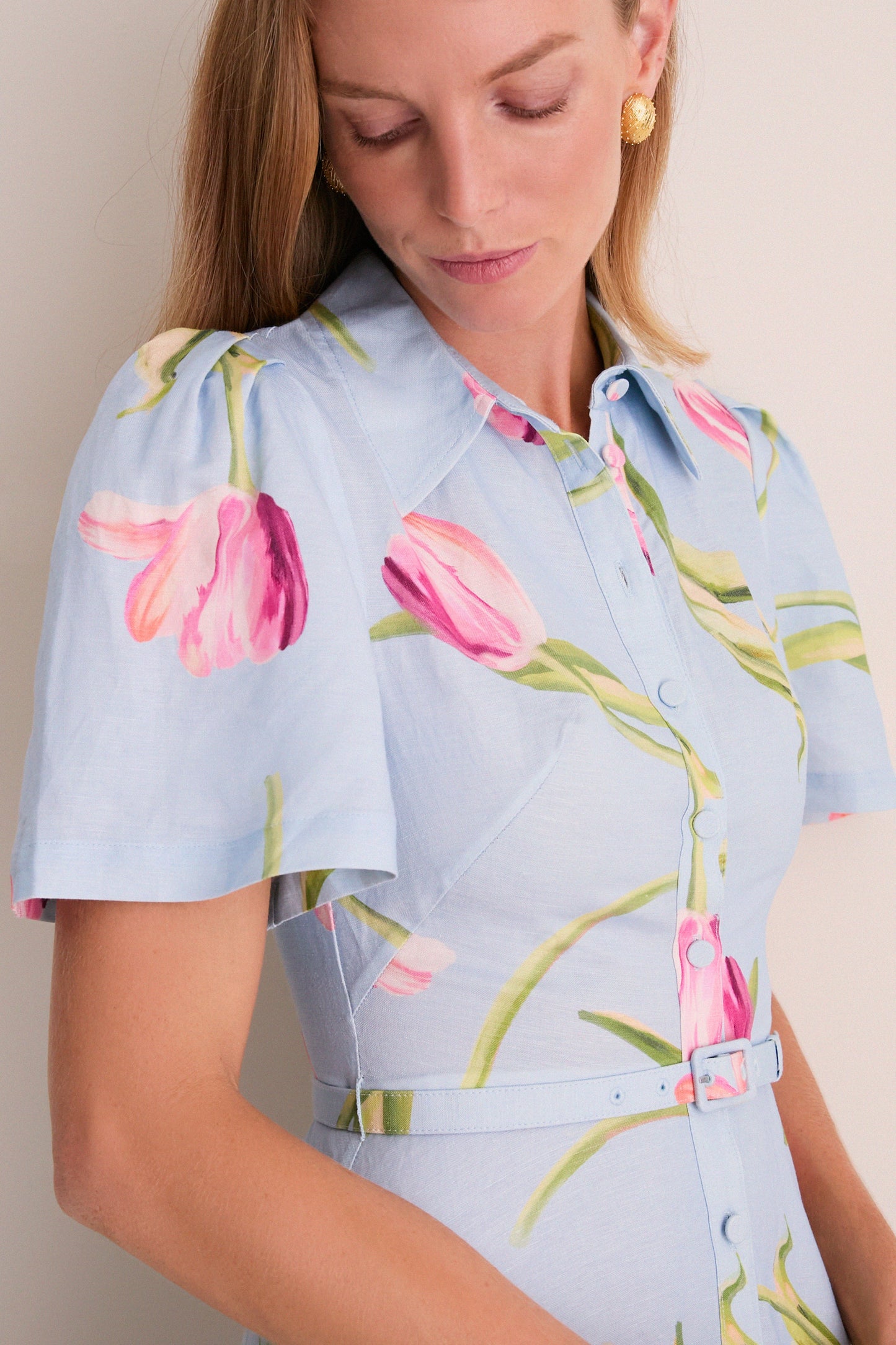 Blue Tulipe Print Becca Midi Dress