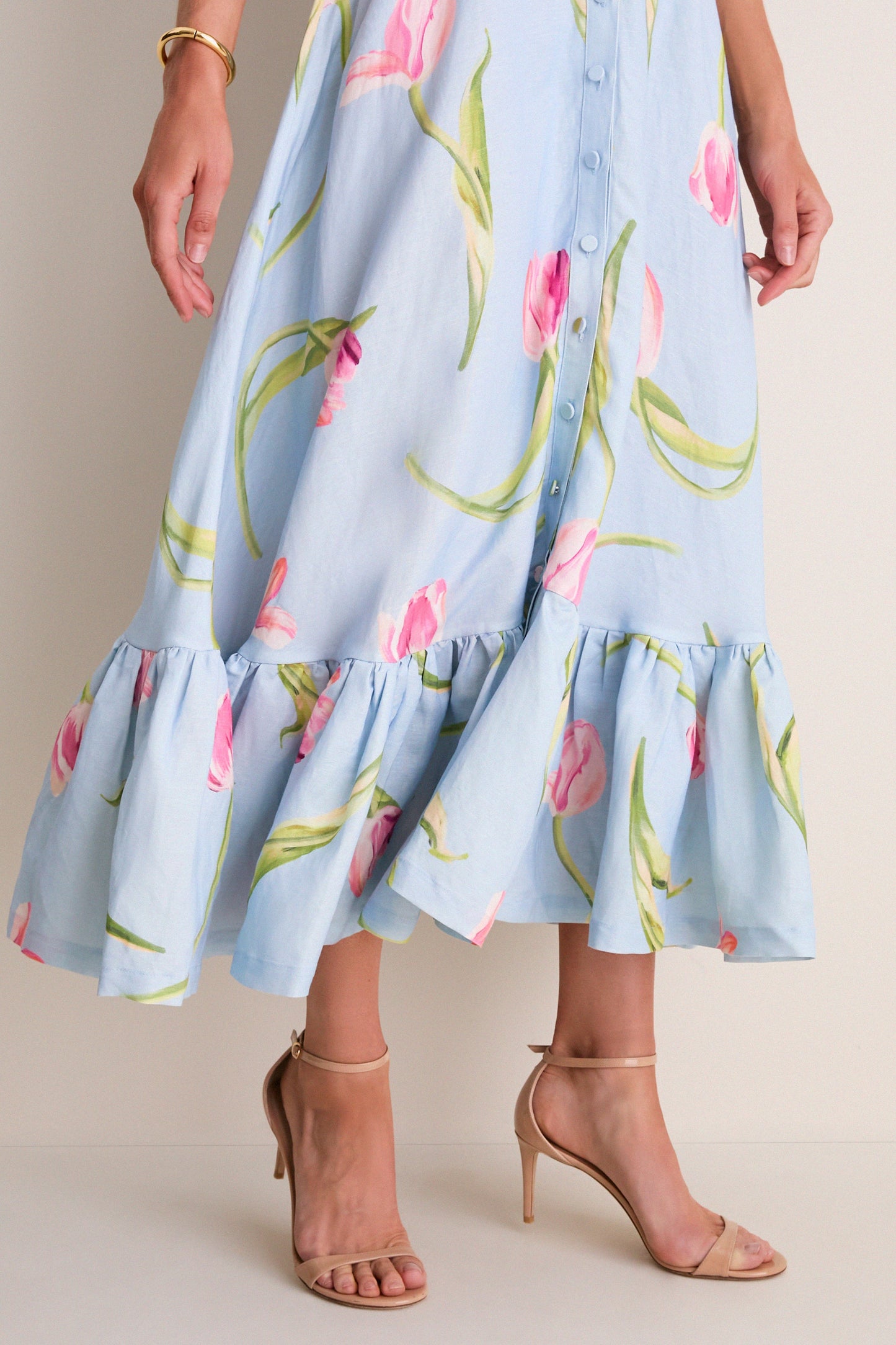 Blue Tulipe Print Becca Midi Dress