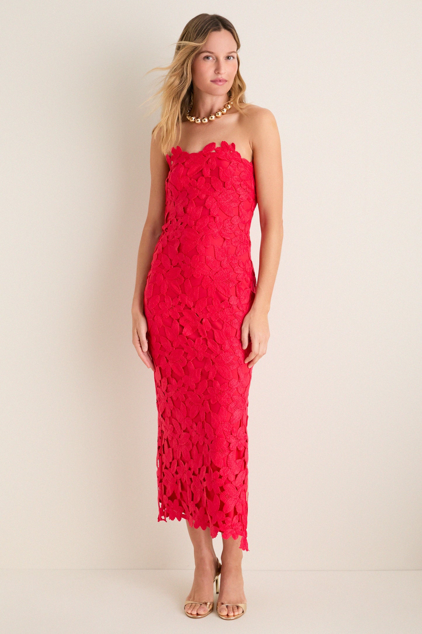 Cherry Red Philomena Midi Dress