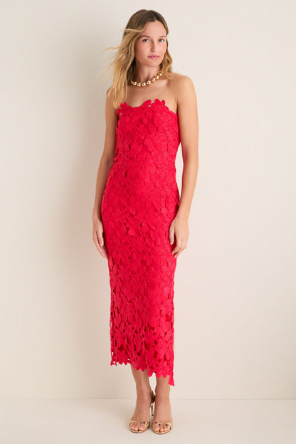 Cherry Red Philomena Midi Dress