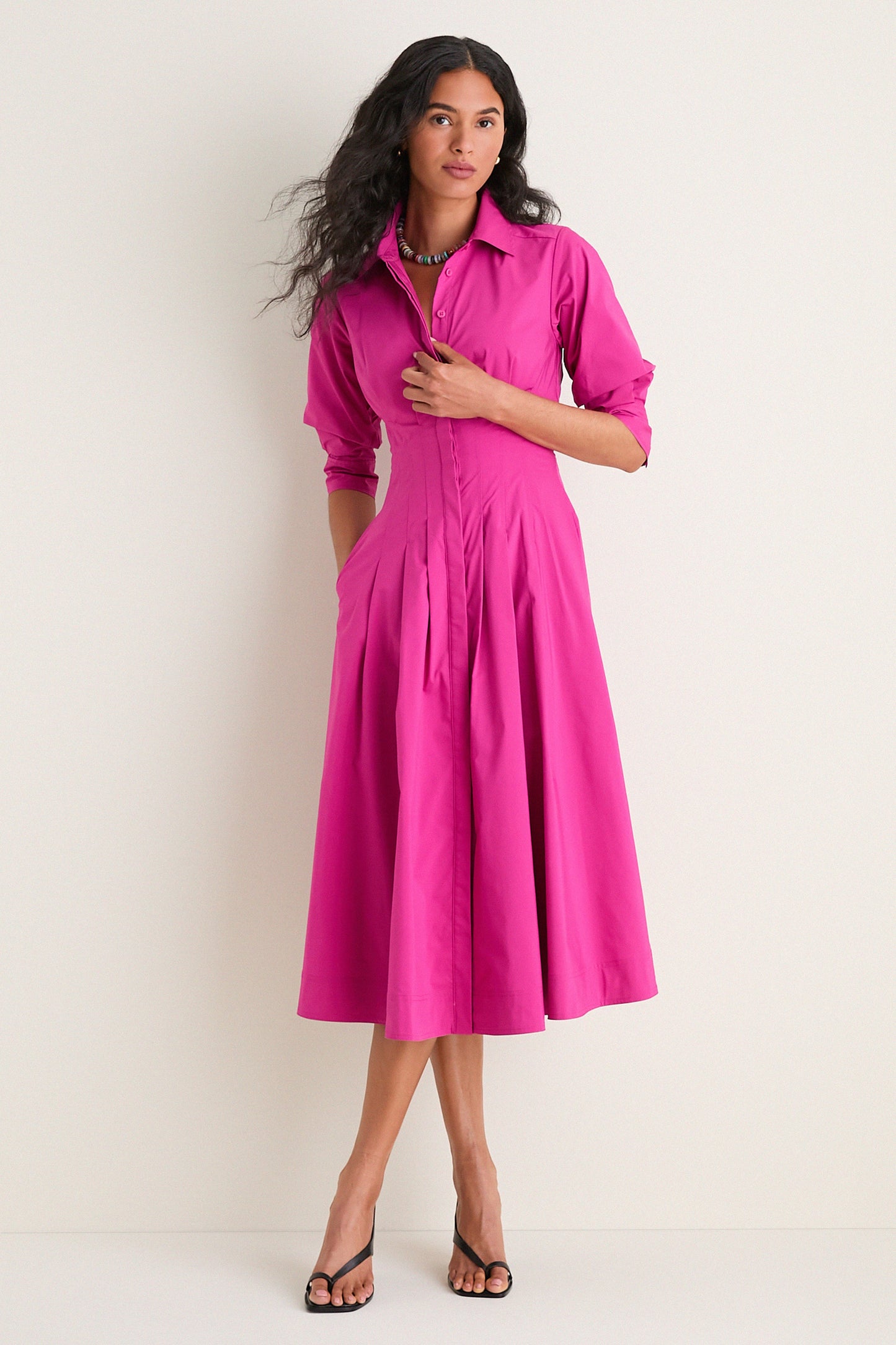 Bougainvillea Jazz Pintuck Midi Dress