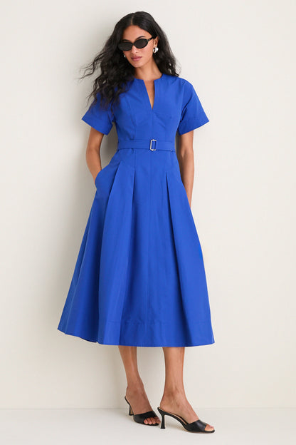 Blueberry Corinne Cotton Midi Dress