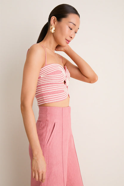 Blush Pink Baia Embroidered Crop Top