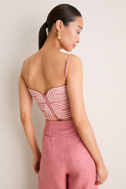 Blush Pink Baia Embroidered Crop Top