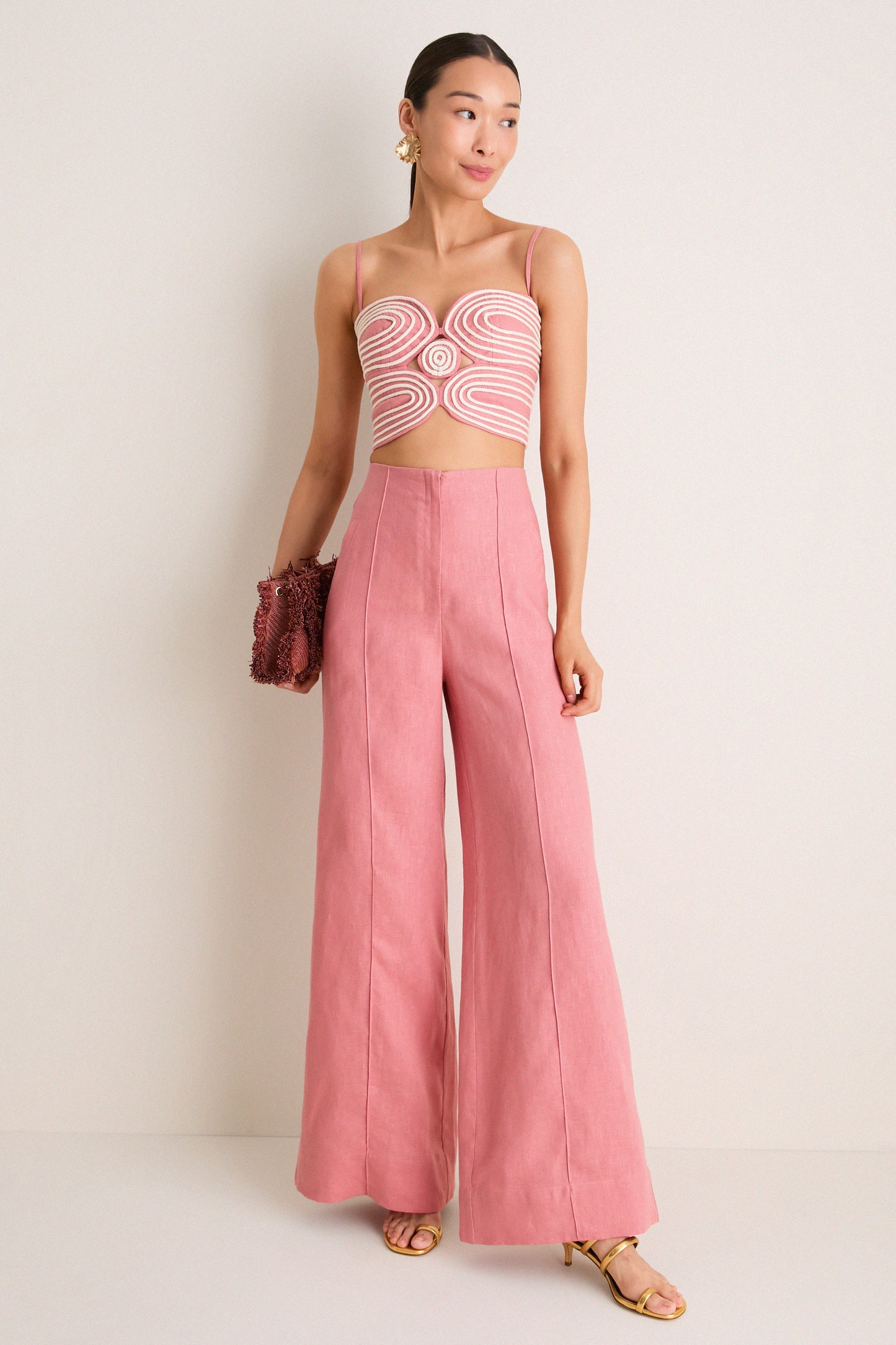 Blush Pink Baia Embroidered Crop Top