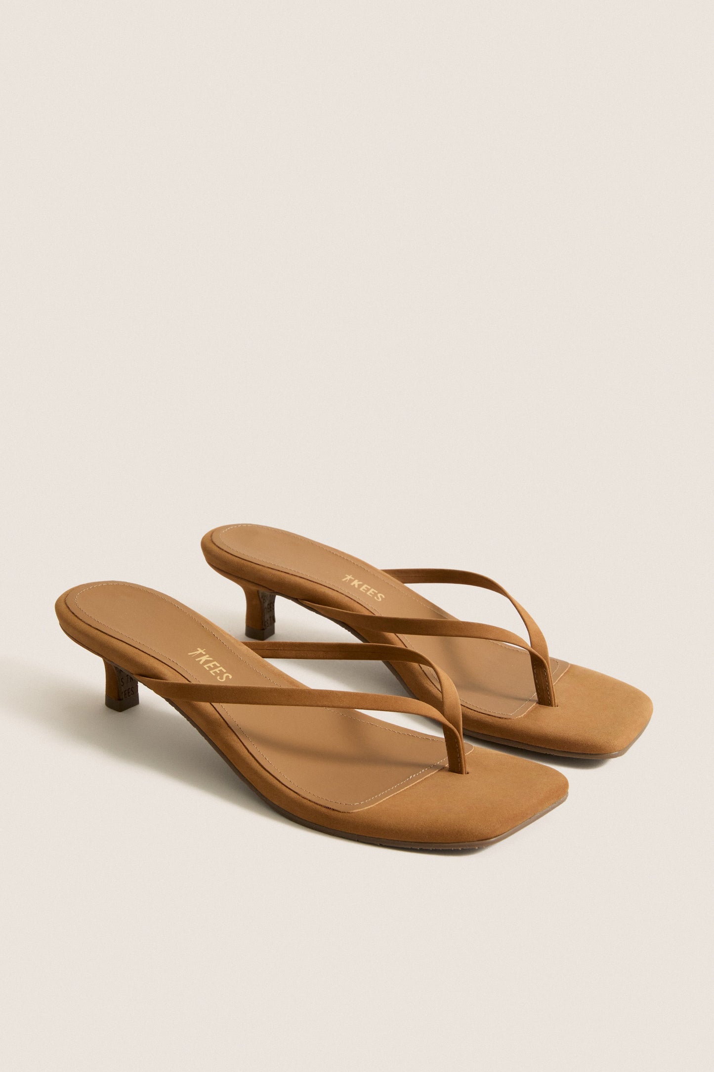 Camel Suede Square Toe Julia Heels