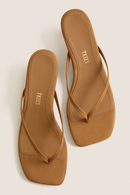 Camel Suede Square Toe Julia Heels