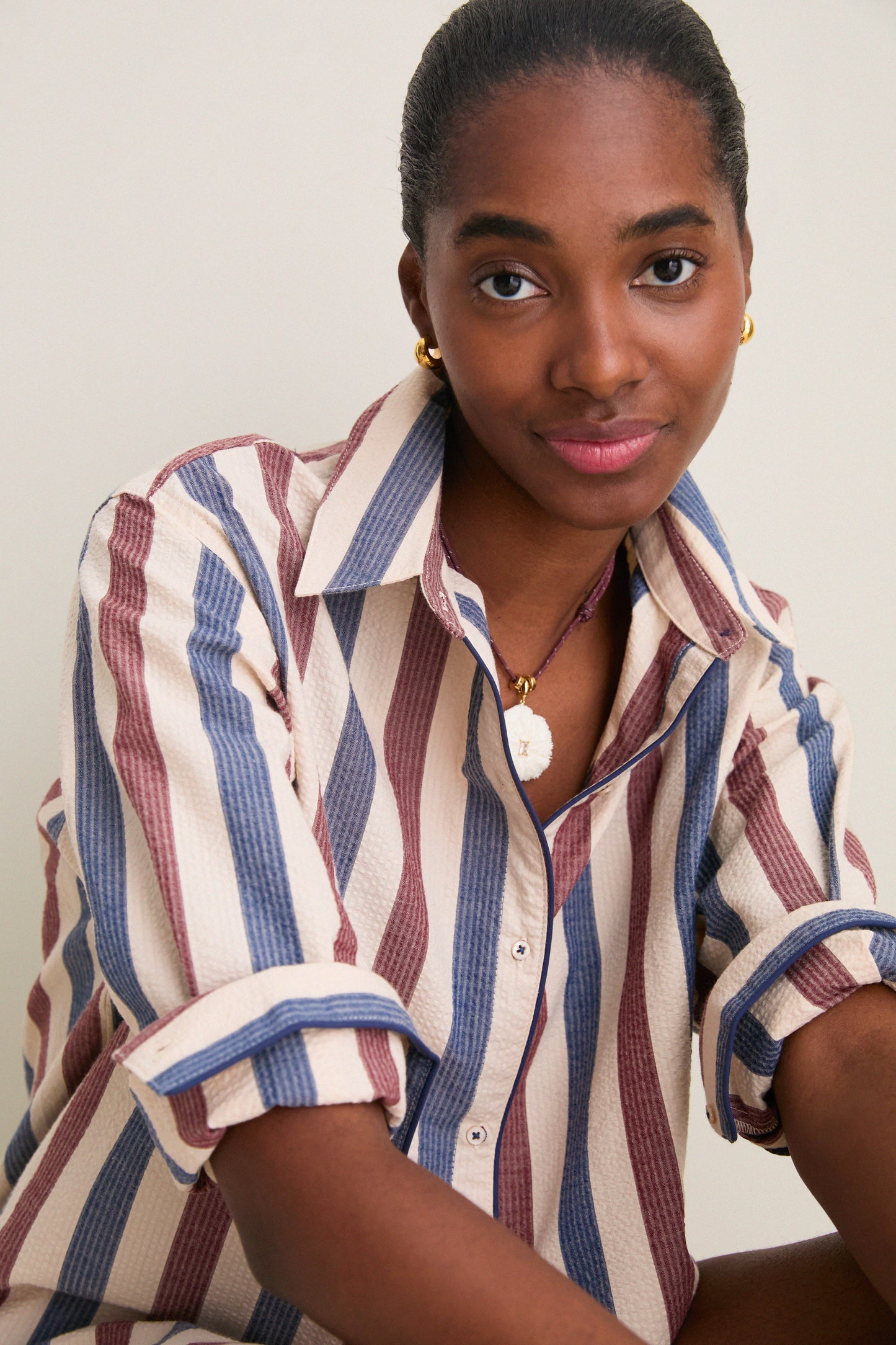 Boardwalk Stripe Seersucker Nadine Button Down
