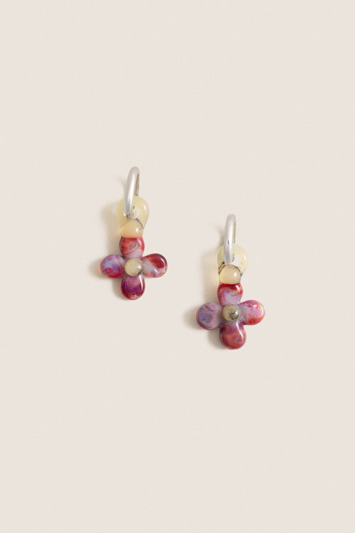 Burgundy and Yellow Glass Lita Earrings