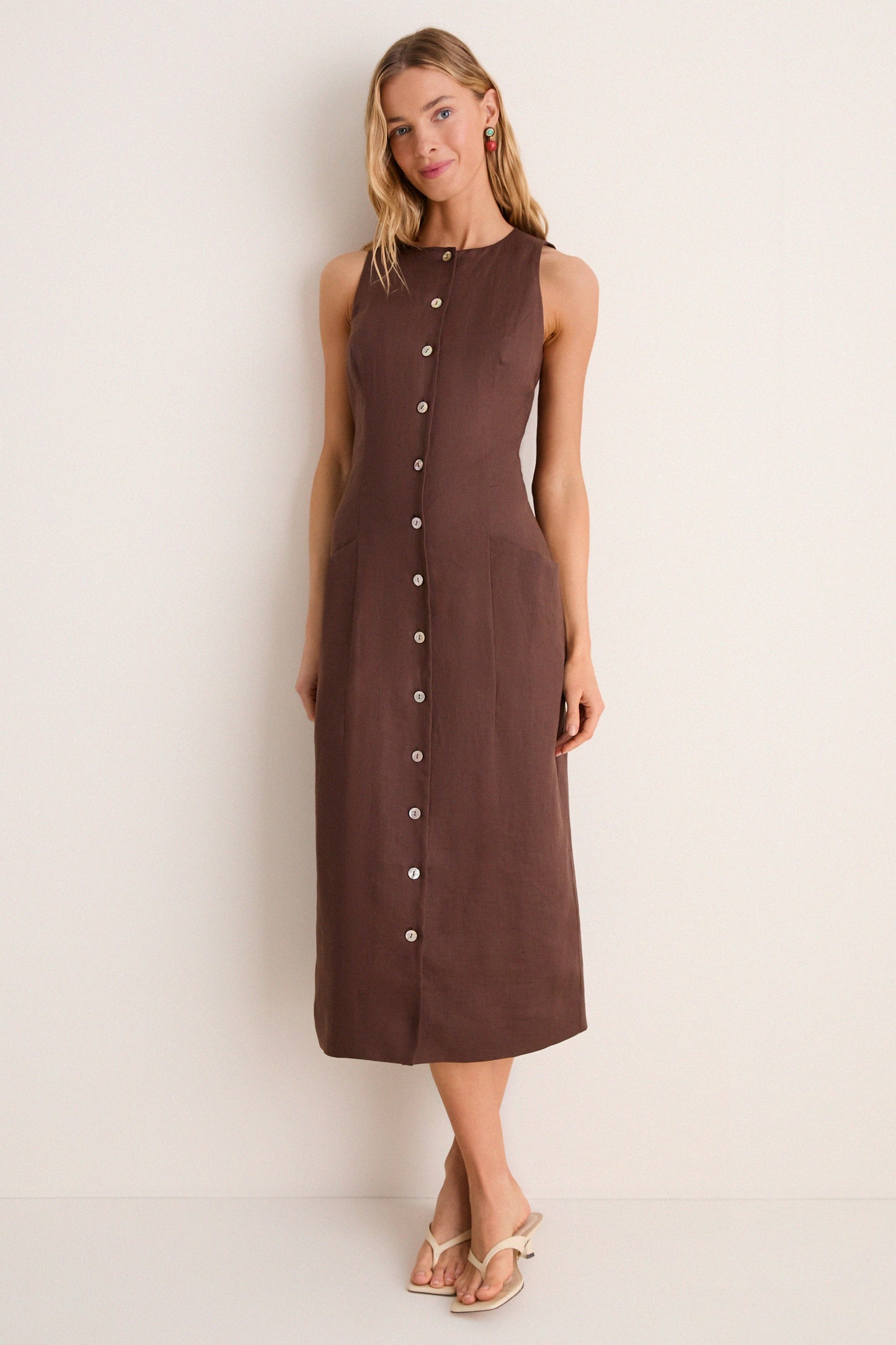 Chestnut Linen Francesca Dress