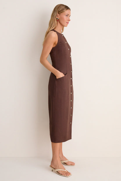 Chestnut Linen Francesca Dress