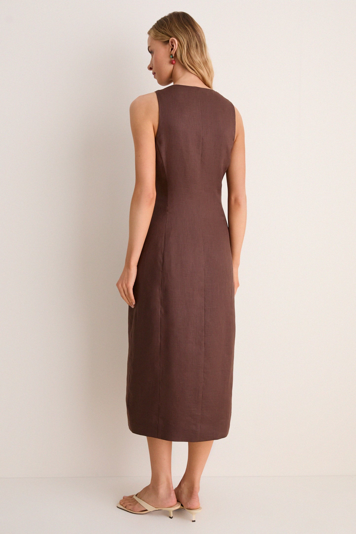 Chestnut Linen Francesca Dress