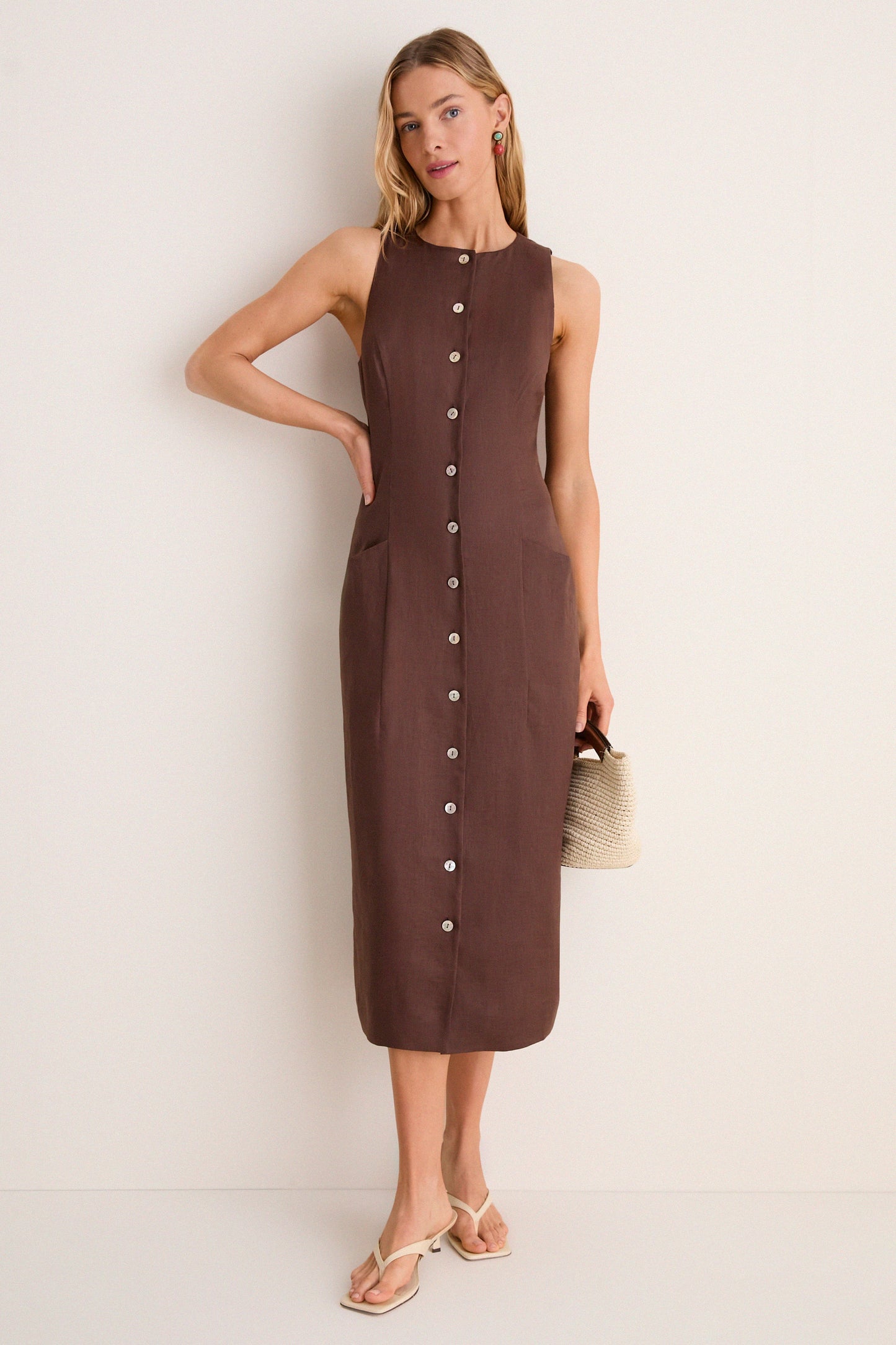 Chestnut Linen Francesca Dress