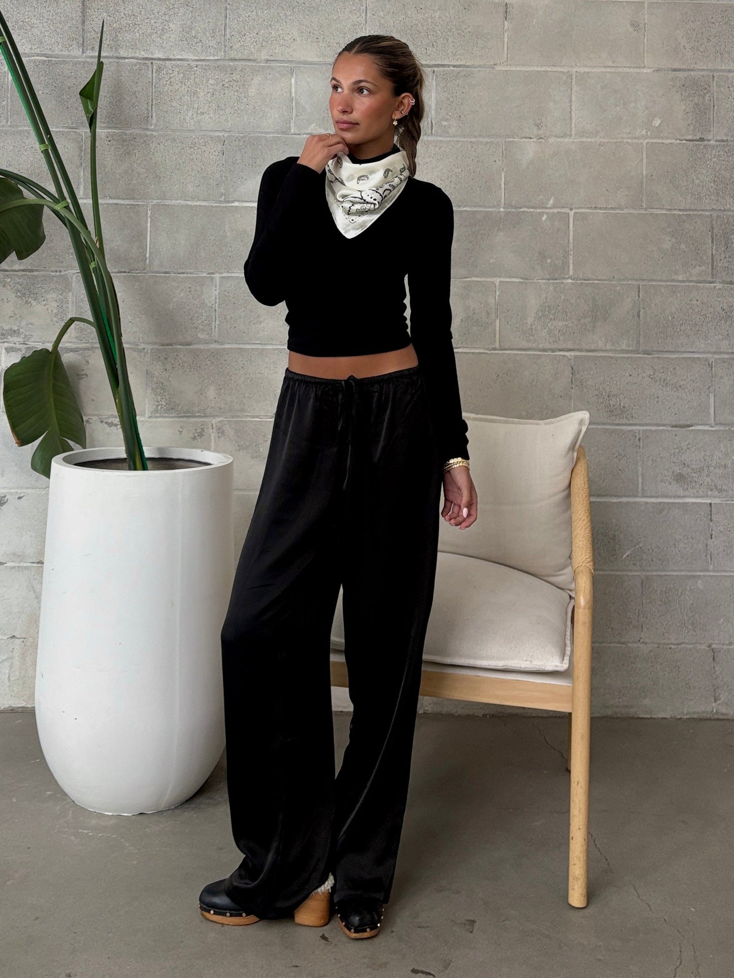 C'EST MOI Straight Leg Satin Pant
