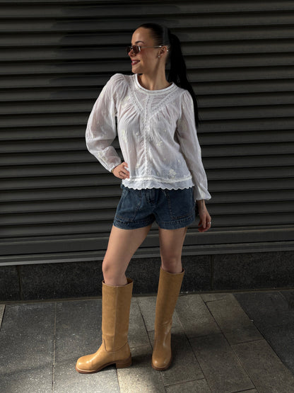 DEX Crochet Detail Embroidered Blouse