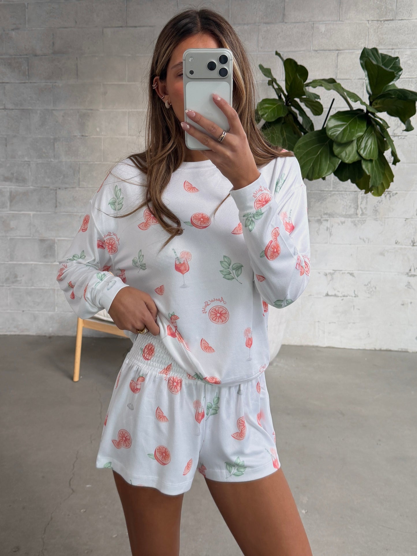 Z SUPPLY Aperol Spritz Long Sleeve Top & Shorts PJ Set