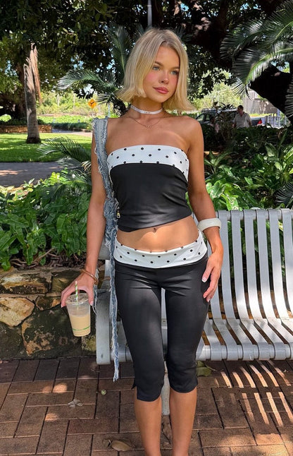 Reece Black Polka Dot Band Capris
