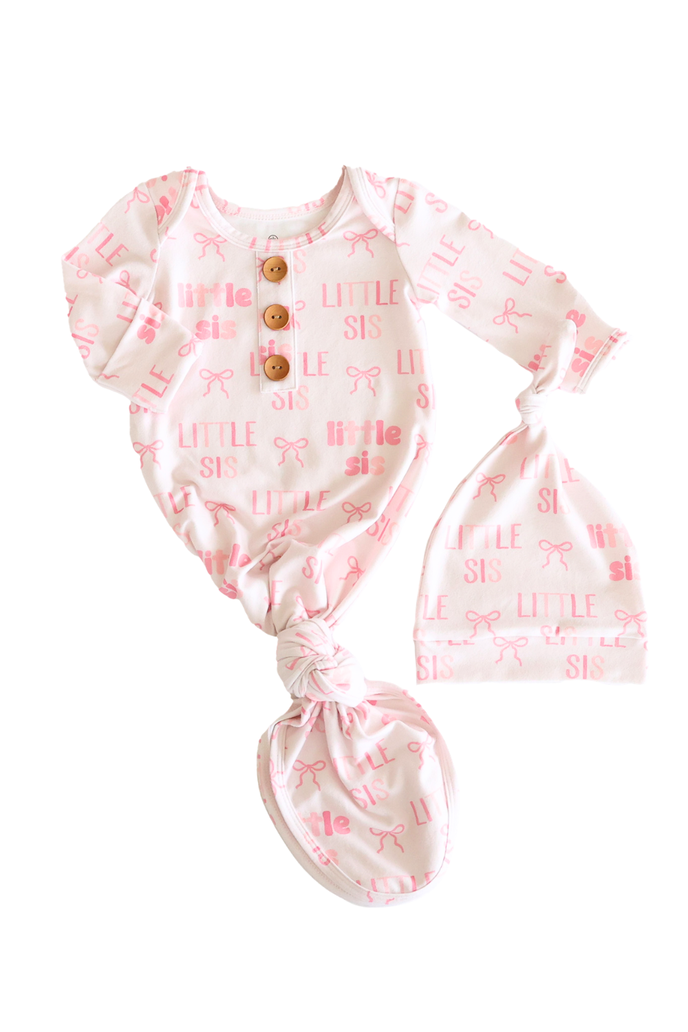 Newborn Baby Knot Gown & Hat Set | Little Sis