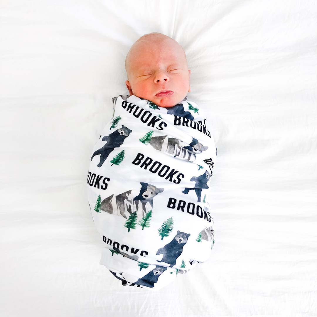 Brody's Bear Personalized Baby Name Swaddle Blanket