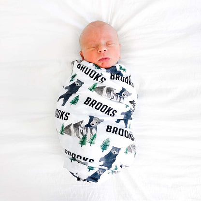 Brody's Bear Personalized Baby Name Swaddle Blanket