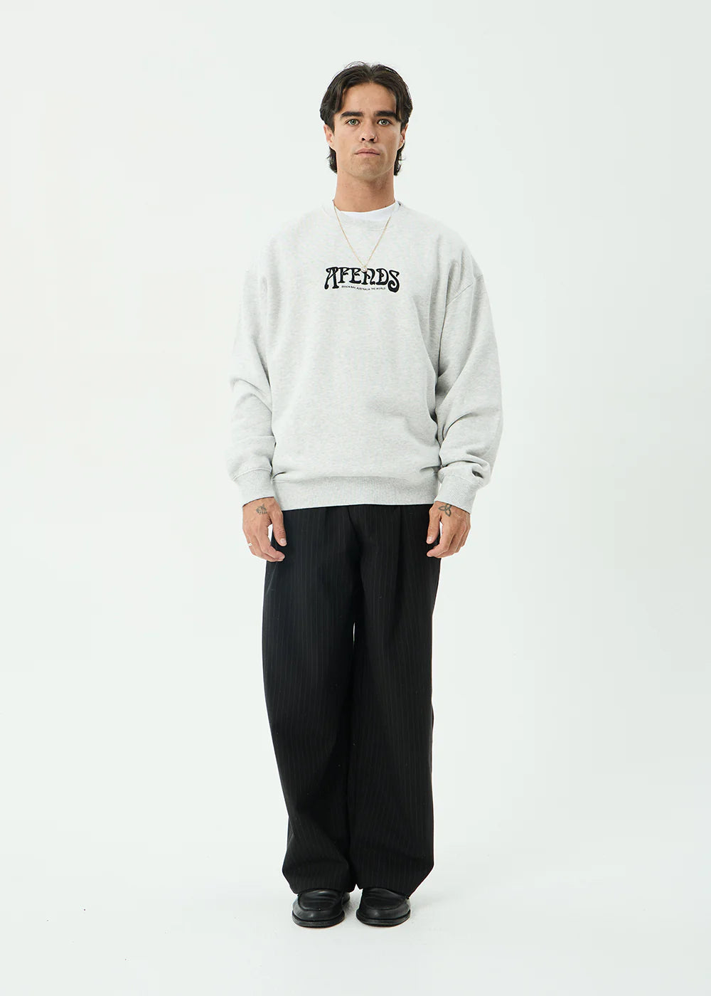 AFENDS Mens Perception - Crew Neck - Grey Marle
