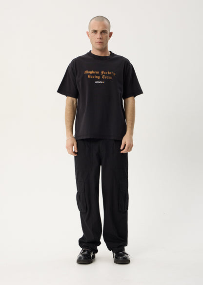AFENDS Mens Mayhem - Heavyweight Boxy Tee - Stone Black