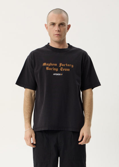 AFENDS Mens Mayhem - Heavyweight Boxy Tee - Stone Black