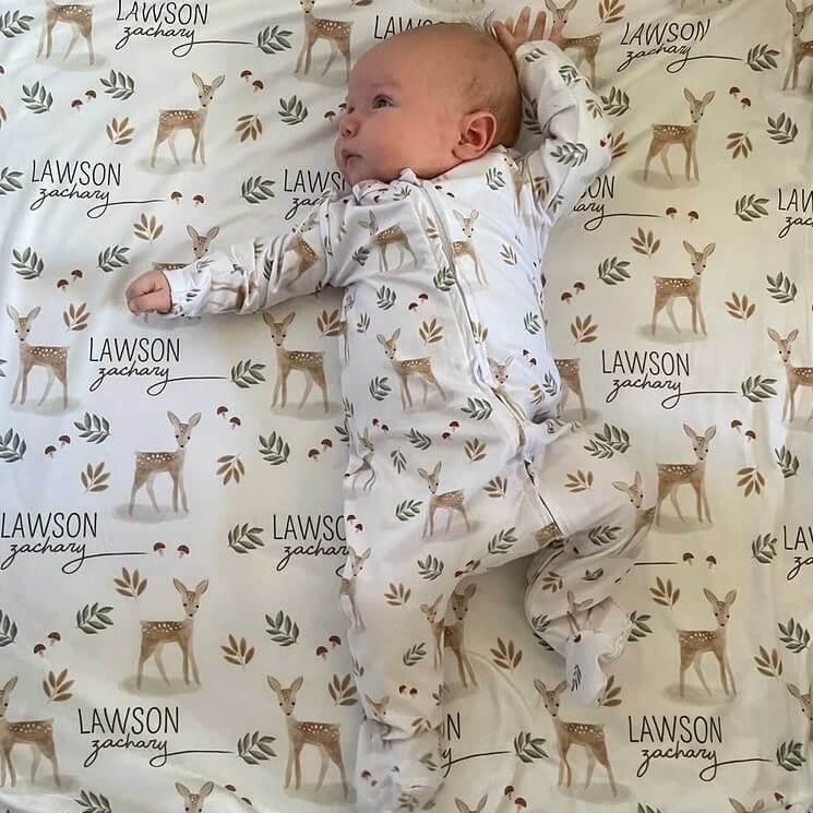 Finley's Fawn Personalized Swaddle Blanket