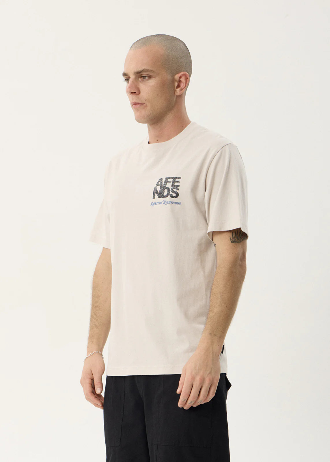 AFENDS Mens Funnel - Retro Tee - Moonbeam