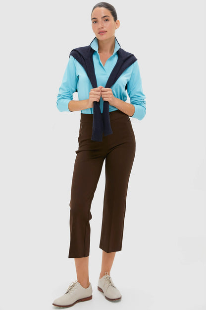 Bright Blue Long Sleeve Performance Jersey Caroline Polo