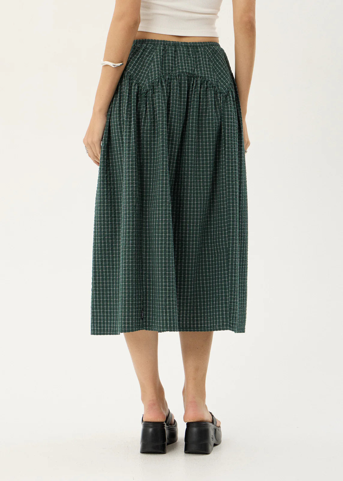 AFENDS Womens Marlow - Midi Skirt - Reverb Pine Check