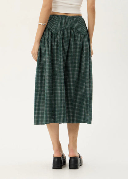 AFENDS Womens Marlow - Midi Skirt - Reverb Pine Check