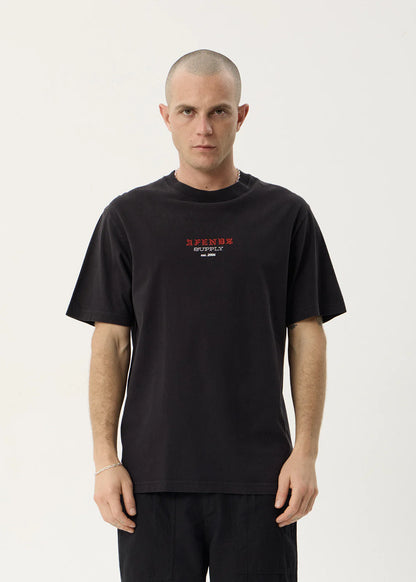 AFENDS Mens Anniversary - Retro Tee - Stone Black