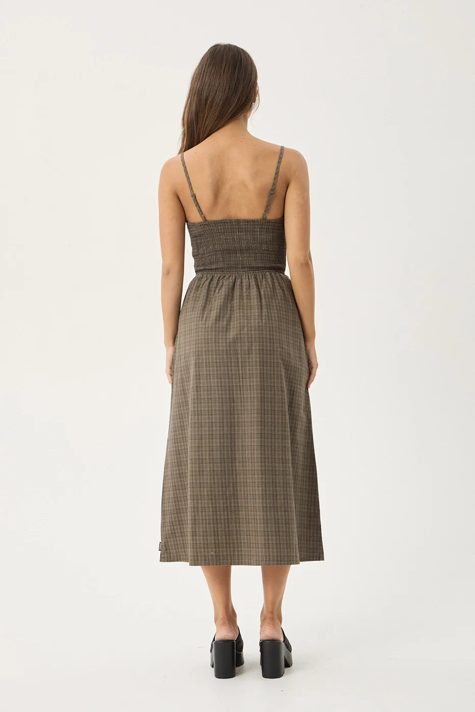 AFENDS Womens Shadow - Midi Dress - Stone Check