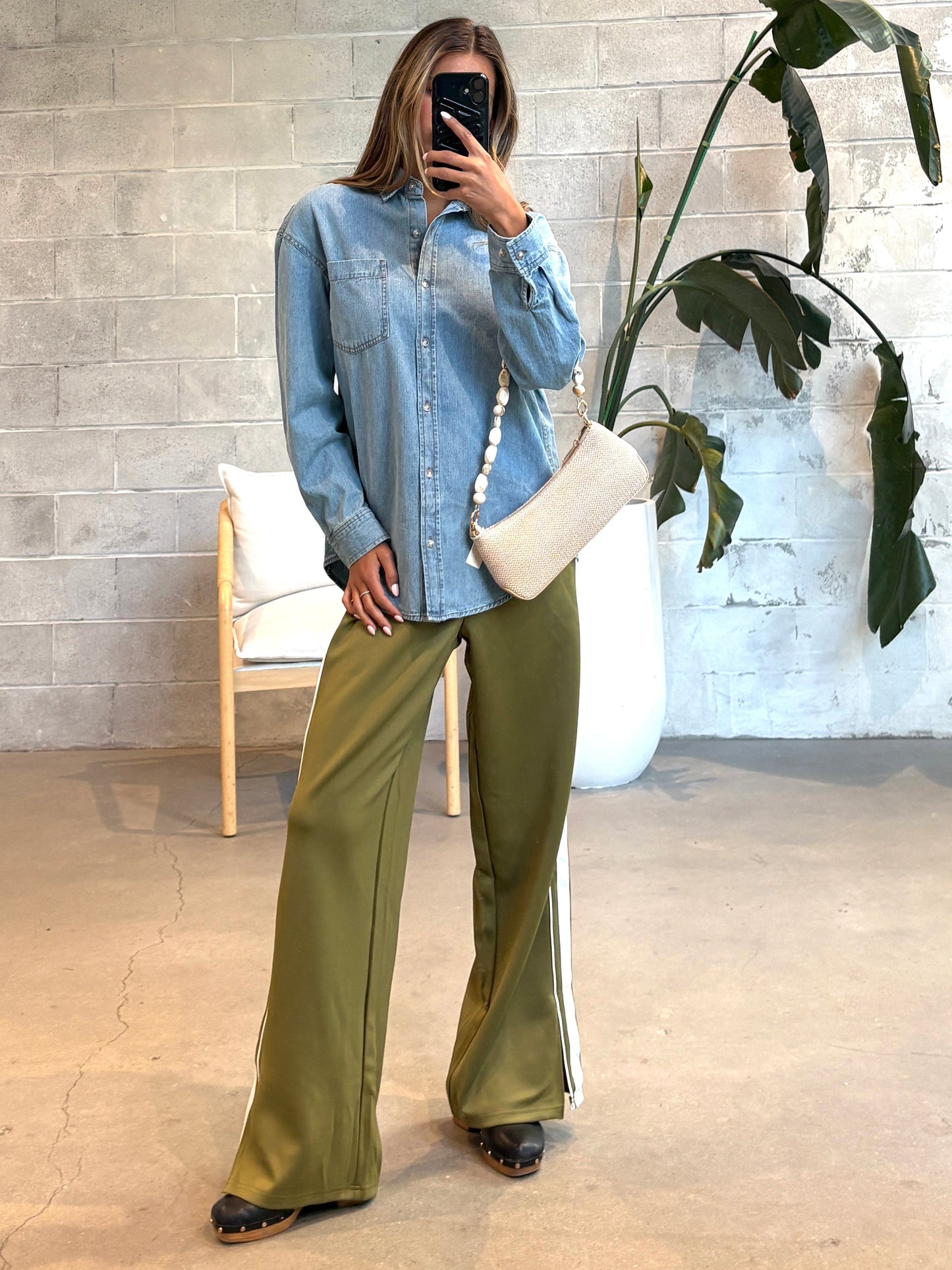 PIECES Striped Wide Leg Track Pant