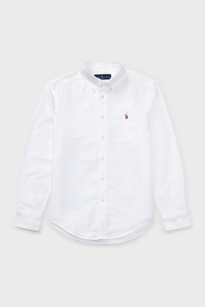 Boys White Long-Sleeve Oxford Button-Down Sportshirt