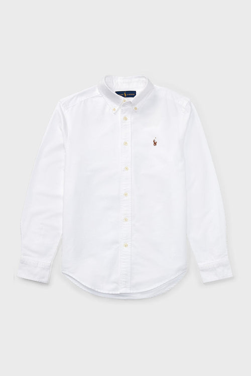 Boys White Long-Sleeve Oxford Button-Down Sportshirt