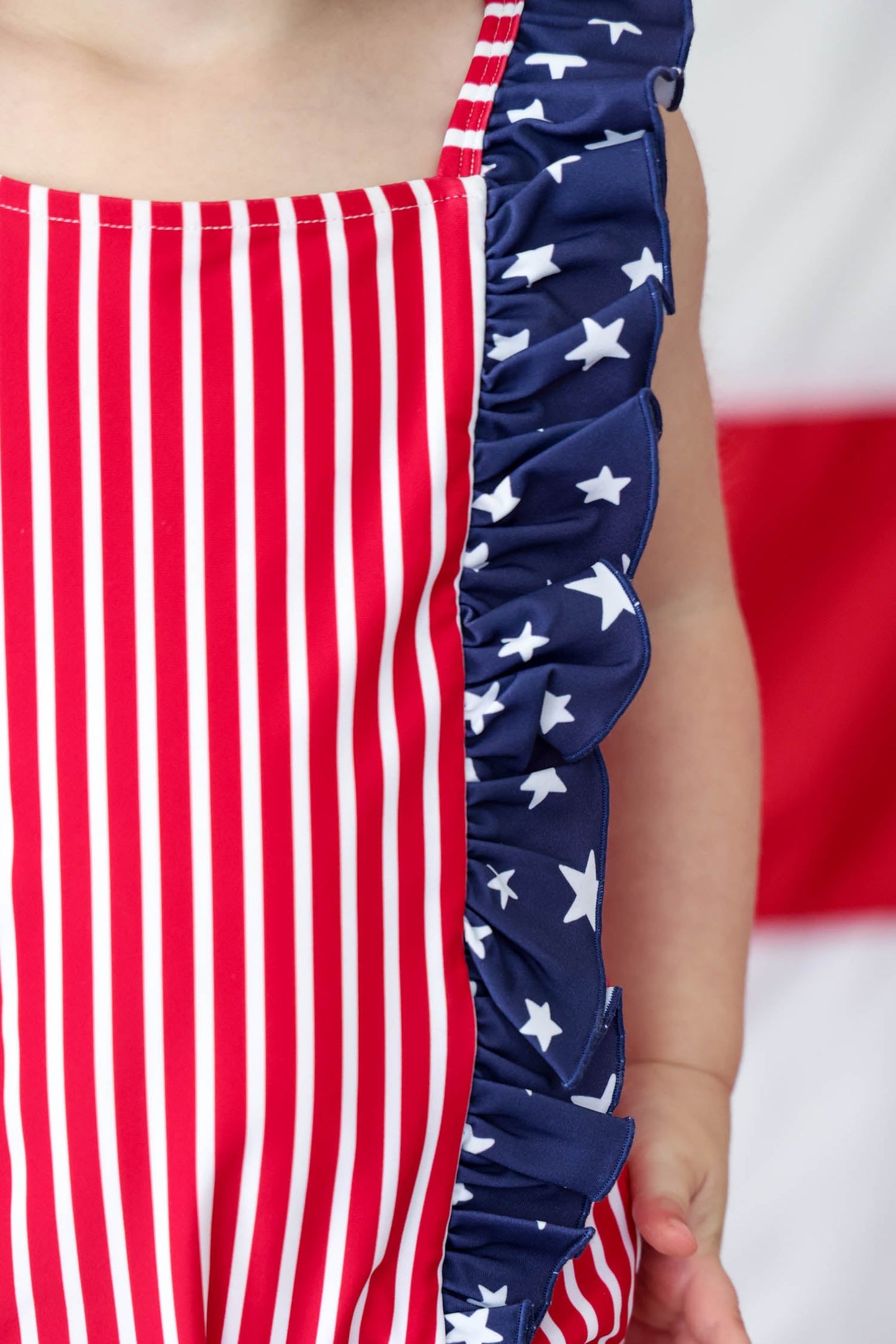 Double Ruffle Bow Back One Piece | Stars & Stripes Party