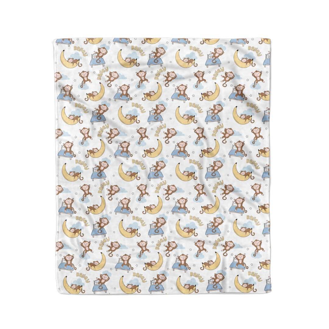 Monkey See, Monkey Snooze Personalized Kids Blanket