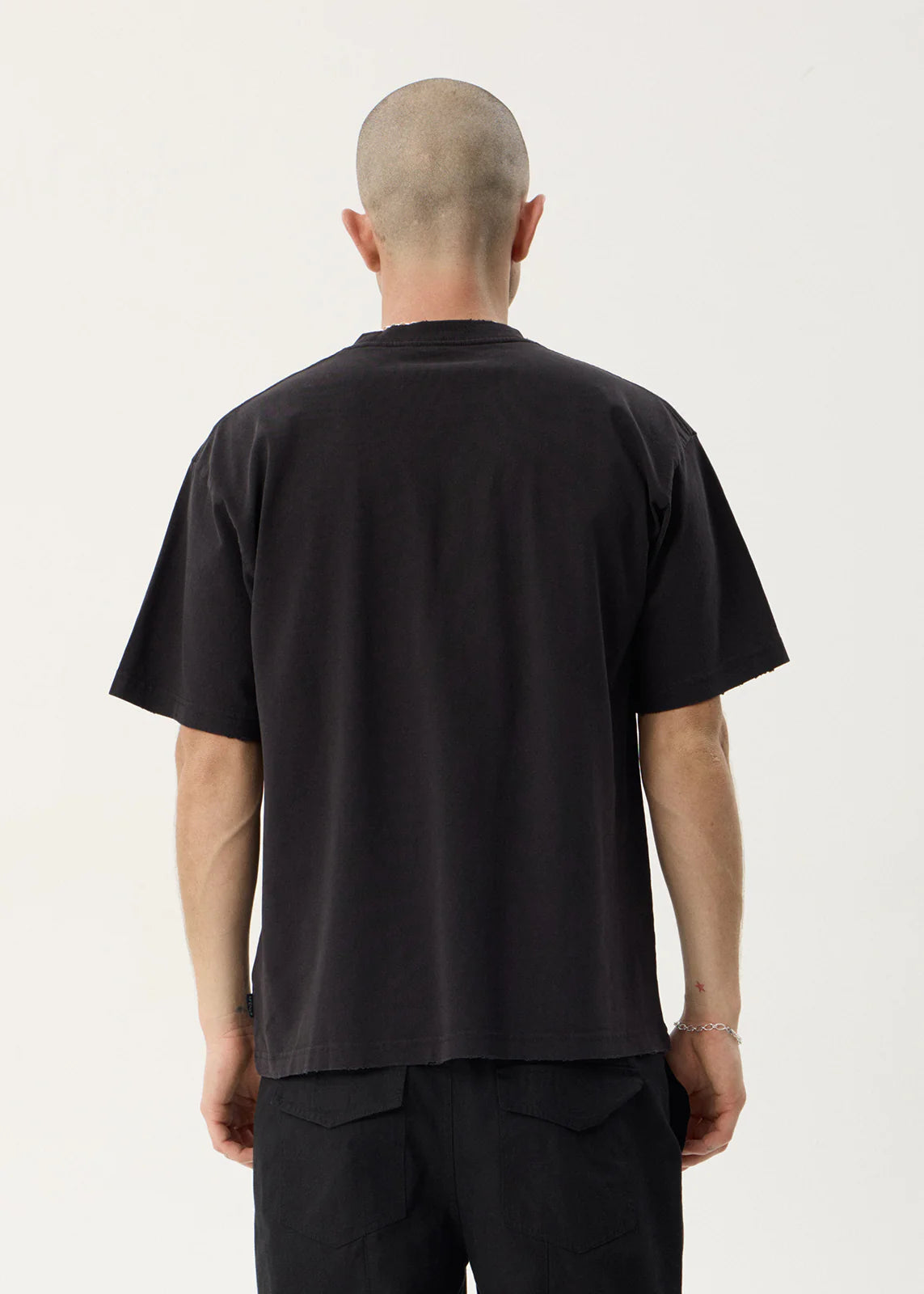 AFENDS Mens Devotion - Heavyweight Boxy Tee - Stone Black