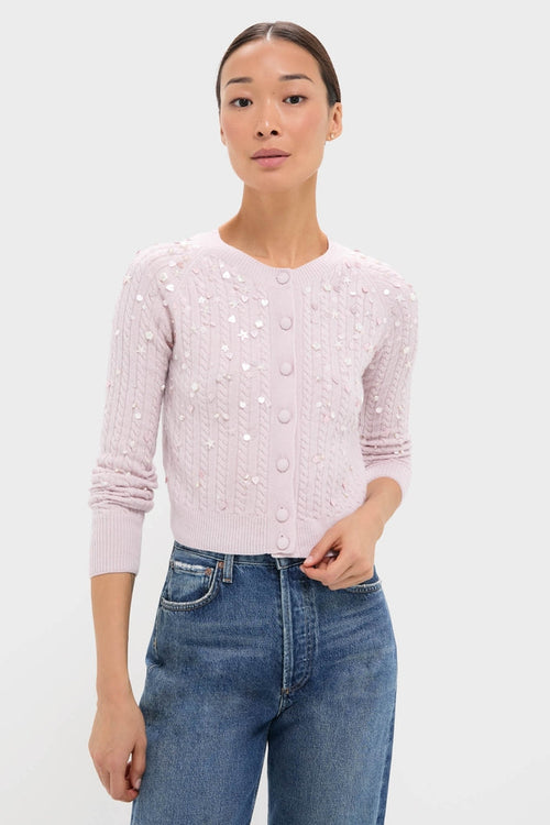 Blush Pink Gilberte Embroidered Cardigan