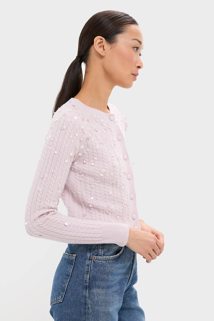 Blush Pink Gilberte Embroidered Cardigan