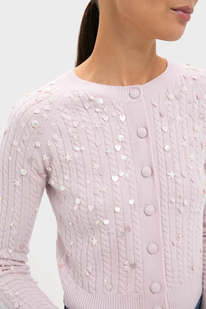 Blush Pink Gilberte Embroidered Cardigan